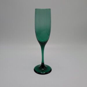 Green Libbey Champagne Flute Glass Vintage